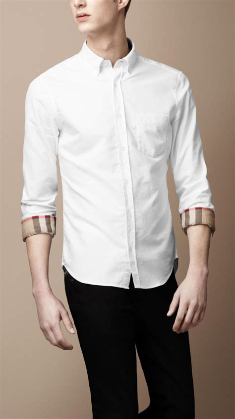 men's white burberry shirt|designer shirt burberry for men.